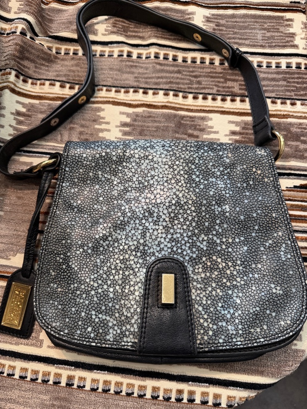 Badgley Mischka Speckled Black and Gray Crossbody Bag